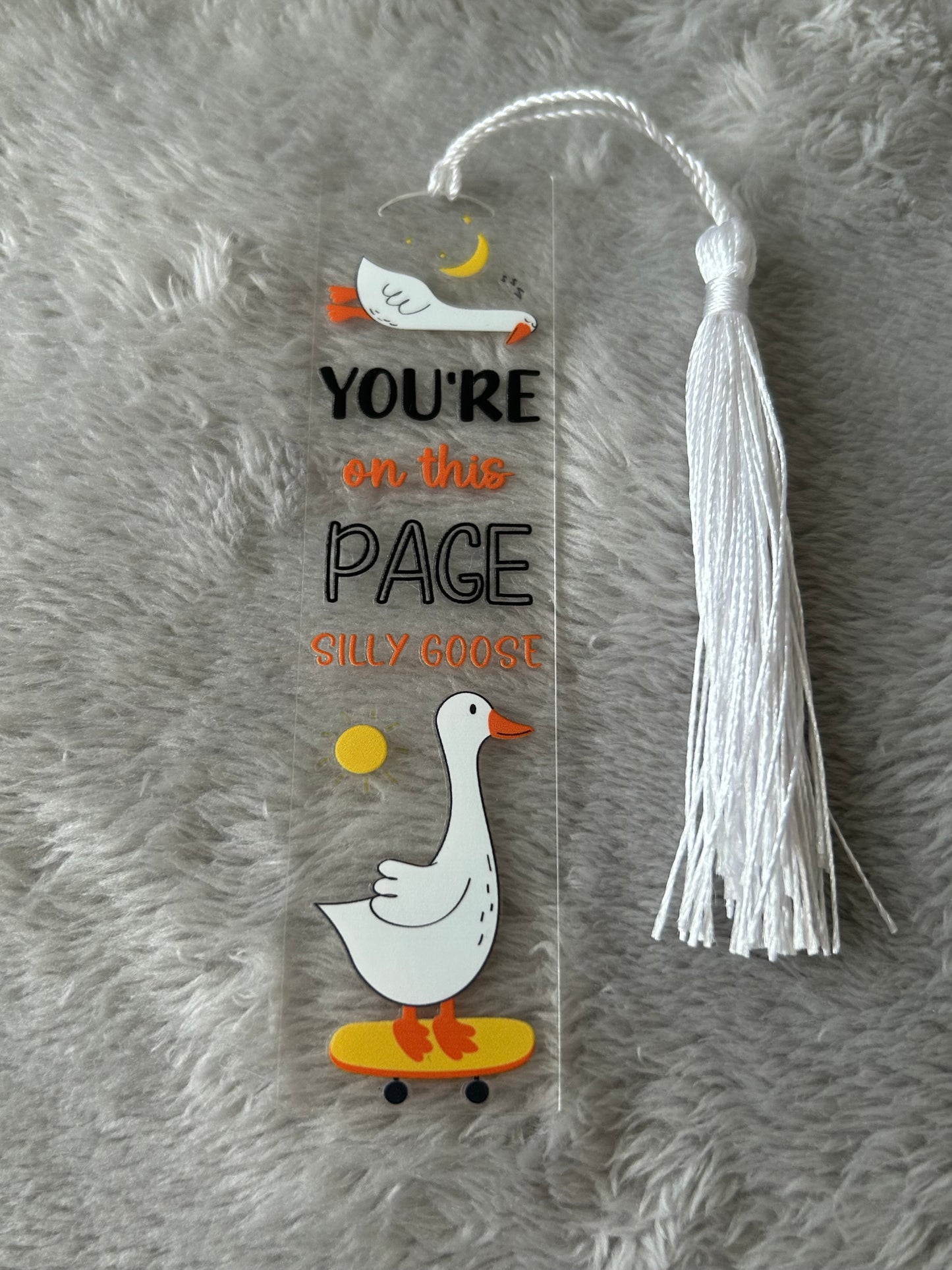 Lesezeichen „you‘re on this page silly goose“ 🪿