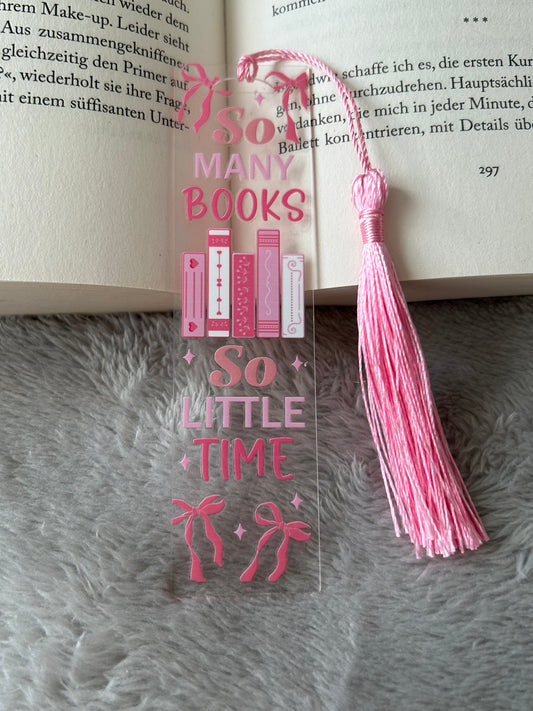 Lesezeichen „so many books so little time“ 📖⏰