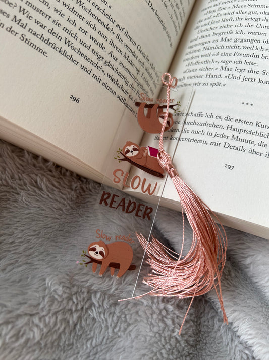 Lesezeichen „slow reader“ 🦥
