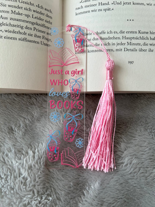 Lesezeichen „just a girl who loves books“ 🎀